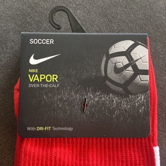 Men’s Nike Vapor Over the Calf Soccer Socks Red & White 1 Pair Size XL - Picture 1 of 3